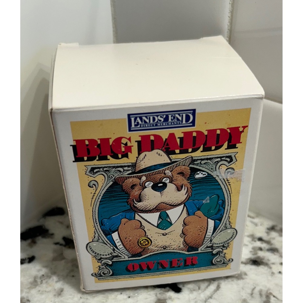VTG Lands' End Big‎ Daddy/Owner Rugby Bear Christmas/Holiday Ornament 1996 Box